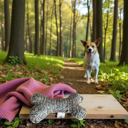 Kau-Knuddel Hellblau-Creme gemustert