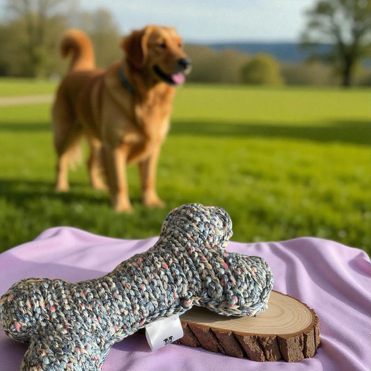 Kau-Knuddel Hellblau-Creme gemustert